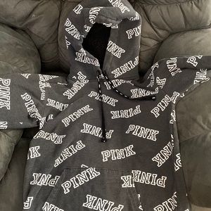 Womens XS Pink Hoodie. The hoodie is Gray and White.